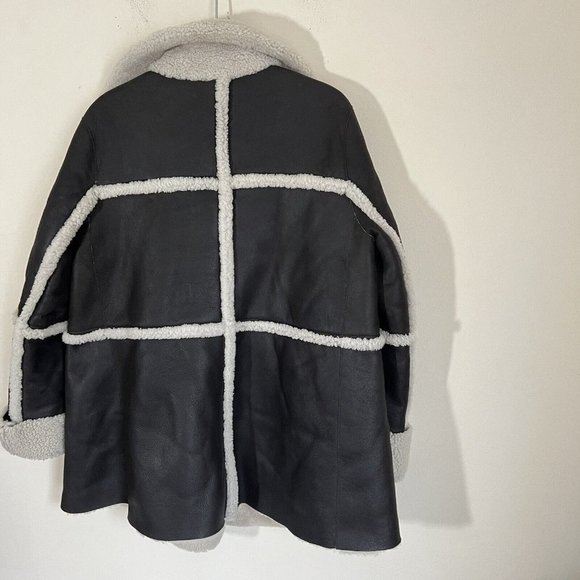 Lafayette 148 Dark Brown Sheep Shearling Lined Leather Coat Jacket Size Medium - Picture 6 of 11